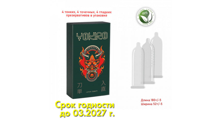 Презервативы YOKIRO ассорти, №12